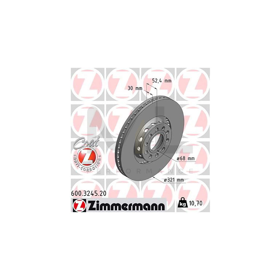 ZIMMERMANN COAT Z 600.3245.20 Brake Disc for VW PASSAT Externally Vented, Coated, High-carbon | ML Performance Car Parts