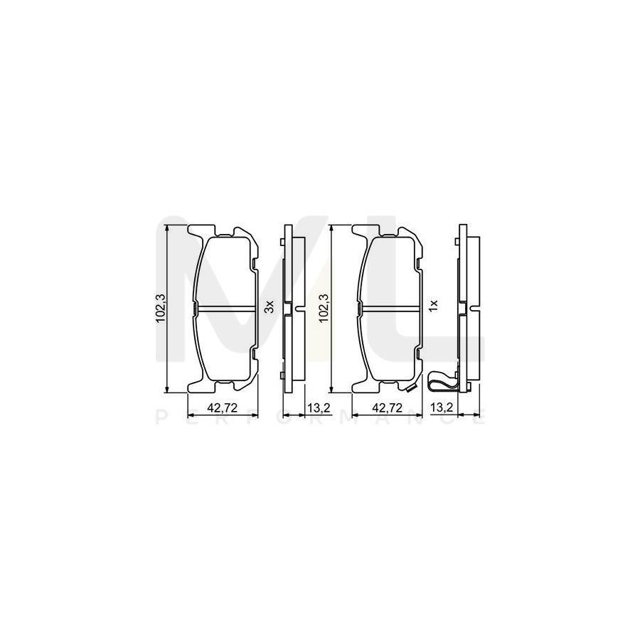 Bosch 0986494226 Brake Pad Set For Mazda Mx-5 Ii (Nb) With Acoustic Wear Warning, With Anti-Squeak Plate BP1161 | ML Performance Car Parts