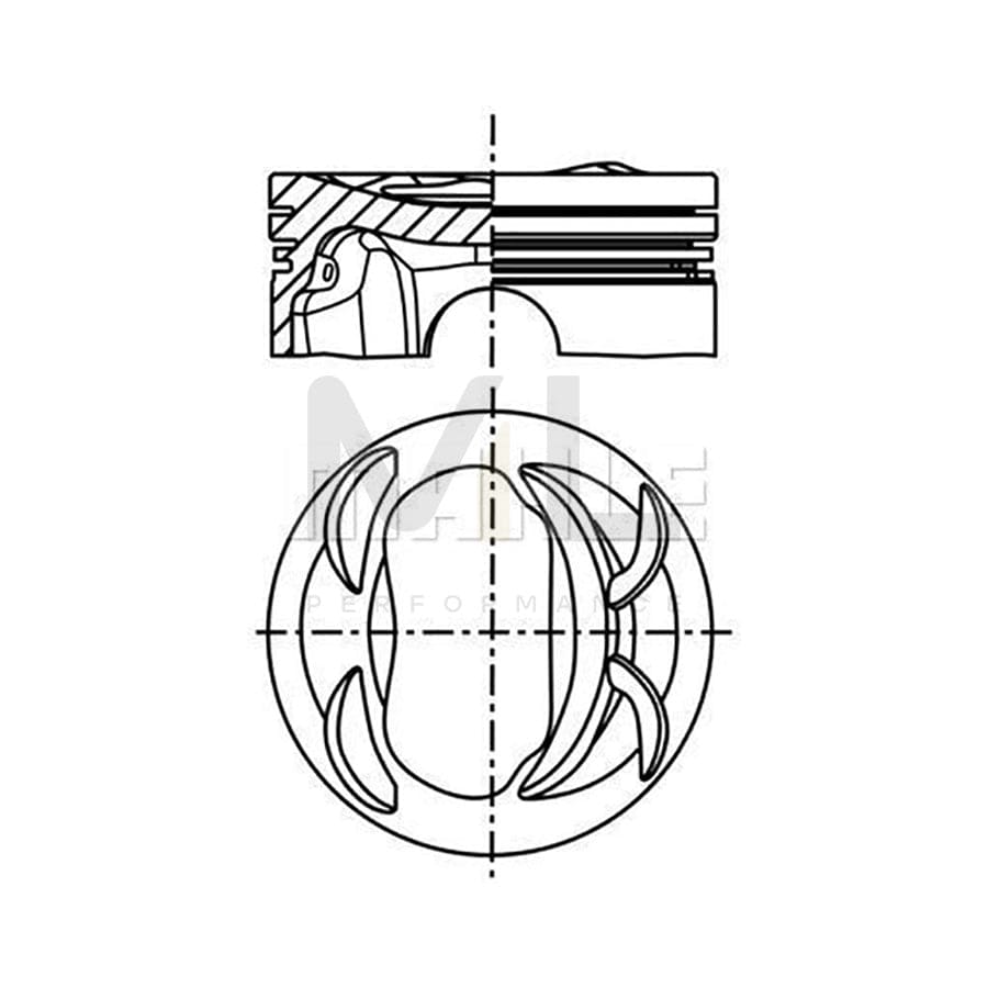 MAHLE ORIGINAL 028 PI 00131 000 Piston 76,51 mm, with piston ring carrier, without cooling duct | ML Performance Car Parts