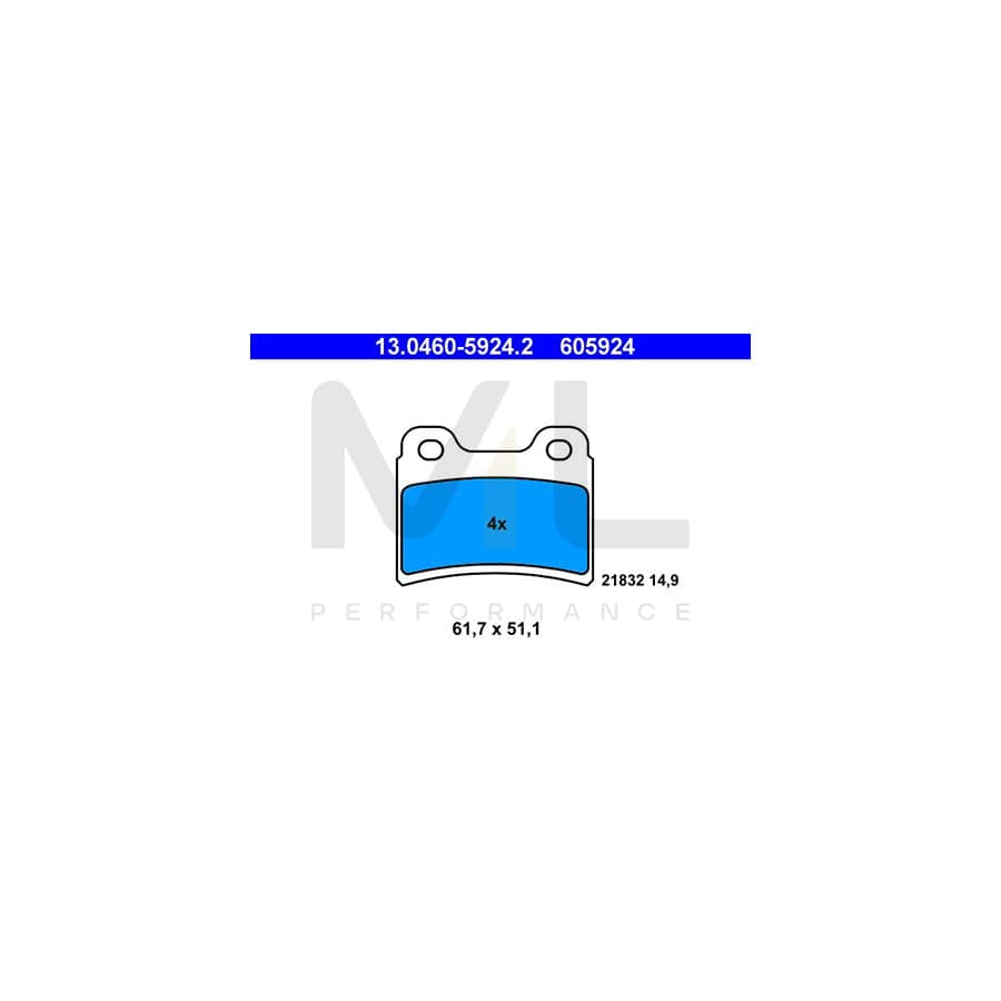 ATE 13.0460-5924.2 Brake pad set for KIA SEPHIA / MENTOR excl. wear warning contact, not prepared for wear indicator | ML Performance Car Parts