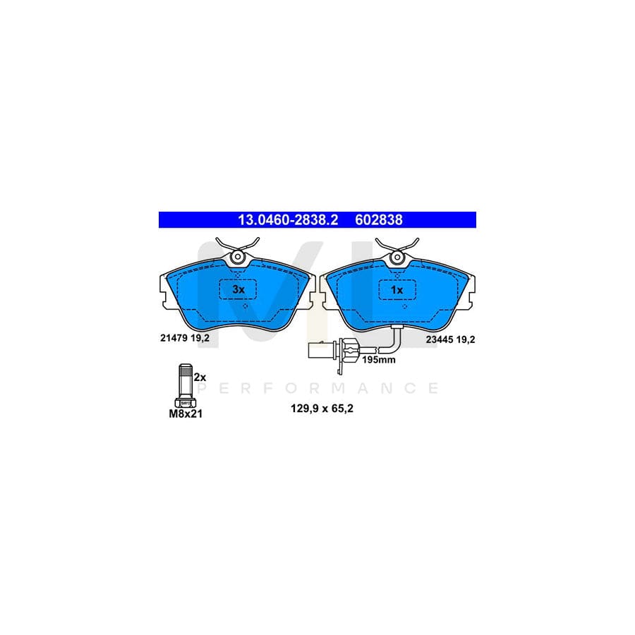 ATE 13.0460-2838.2 Brake pad set for VW TRANSPORTER incl. wear warning contact, with brake caliper screws | ML Performance Car Parts