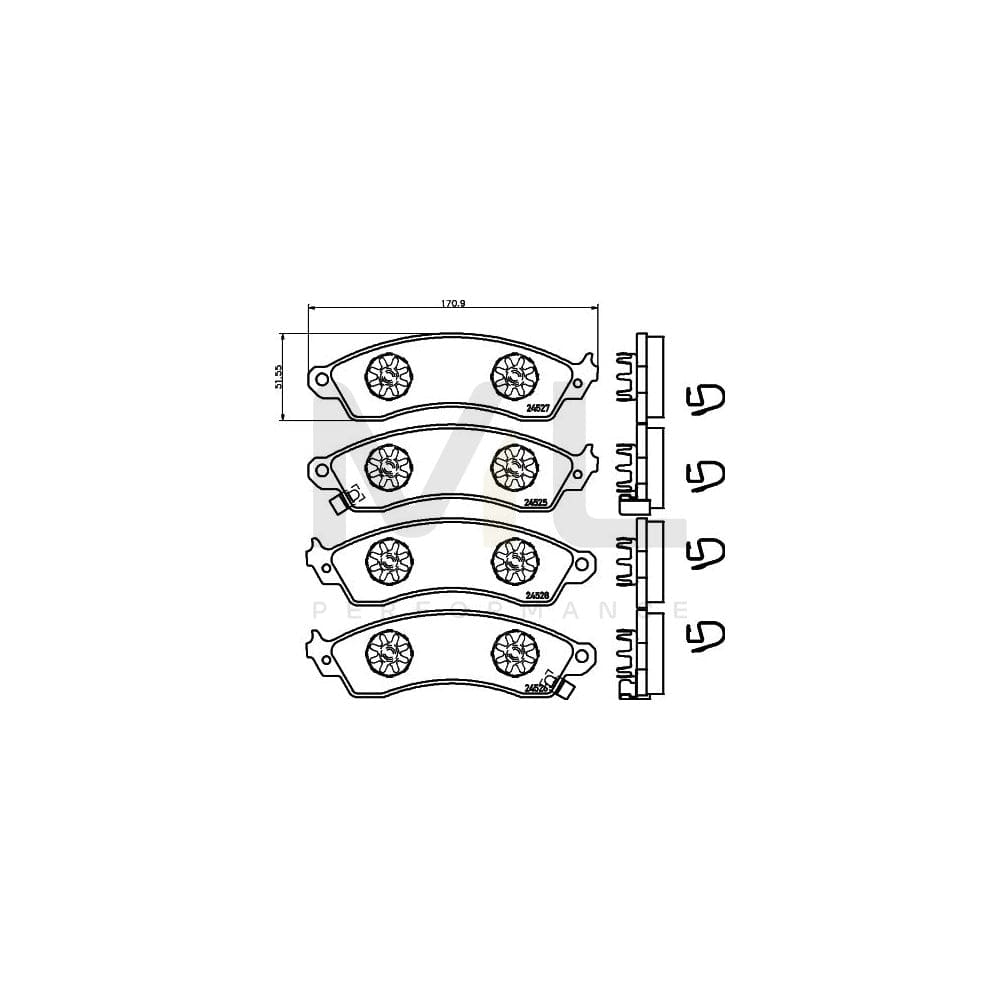 Hella 8DB 355 021-031 Brake Pad Set With Acoustic Wear Warning, With Accessories | ML Performance Car Parts