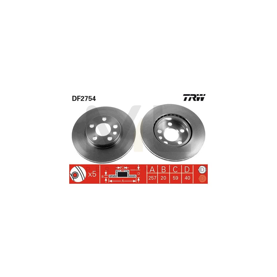 TRW DF2754 Brake Disc Vented | ML Performance Car Parts