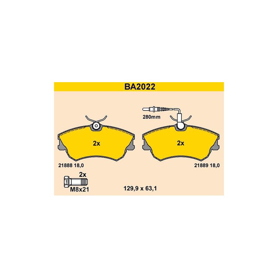 Barum BA2022 Brake Pad Set For Renault Espace Iii (Je)