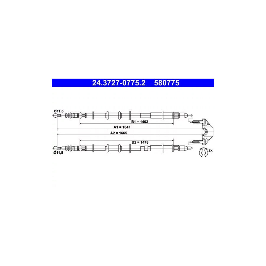 ATE 24.3727-0775.2 Hand Brake Cable