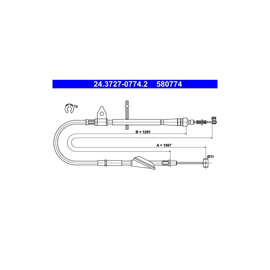 ATE 24.3727-0774.2 Hand Brake Cable