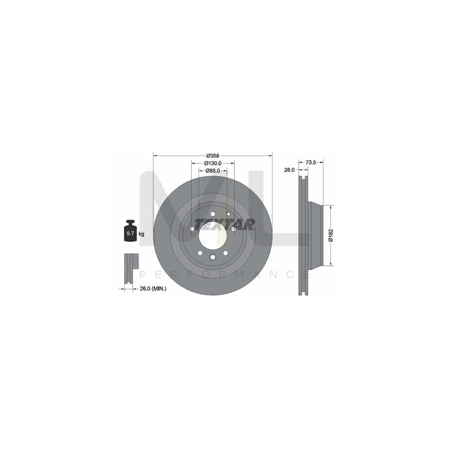 TEXTAR PRO 92151403 Brake Disc Internally Vented, Coated, without wheel hub, without wheel studs | ML Performance Car Parts