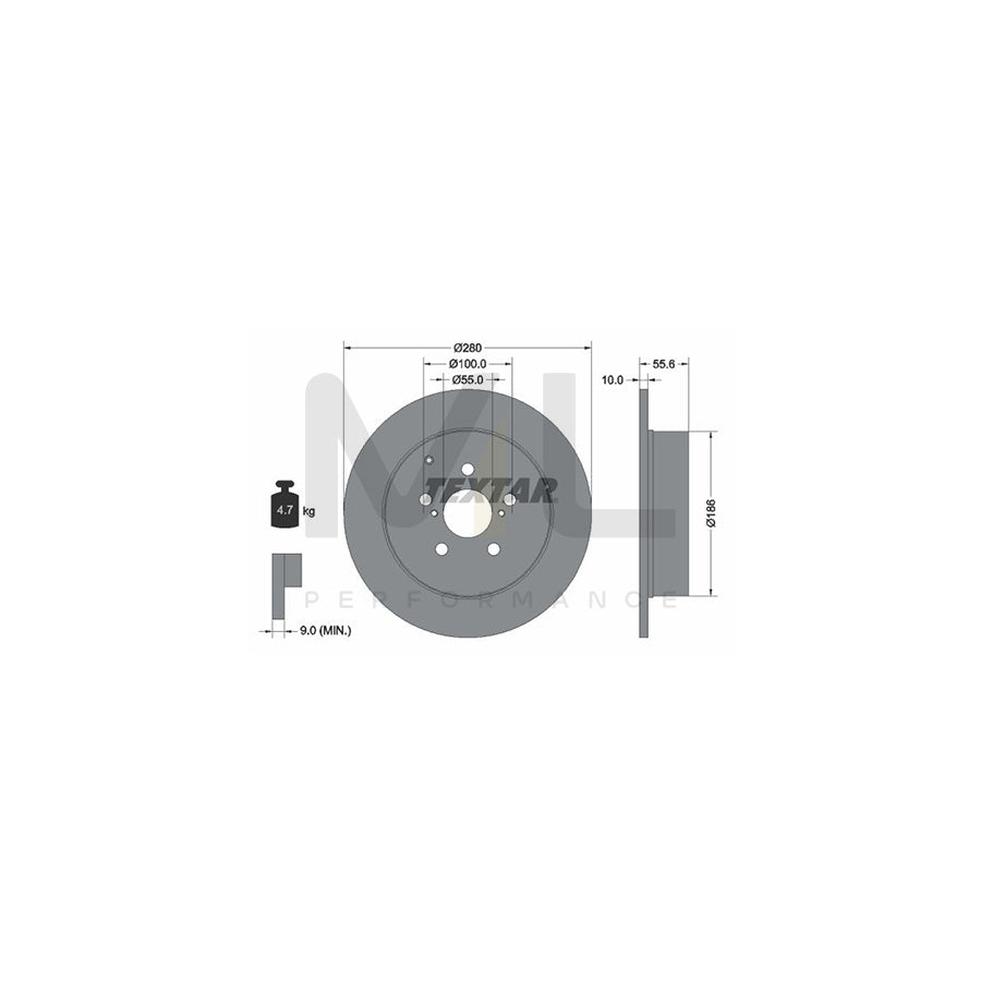 TEXTAR PRO 92135703 Brake Disc for TOYOTA AVENSIS Solid, Coated, without wheel hub, without wheel studs | ML Performance Car Parts