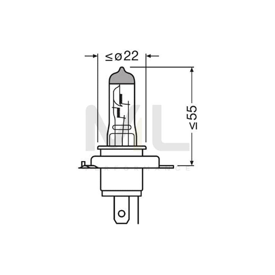 OSRAM 64193CBN Bulb, spotlight H4 12V 60/55W P43t 5000K Halogen | ML Performance Car Parts