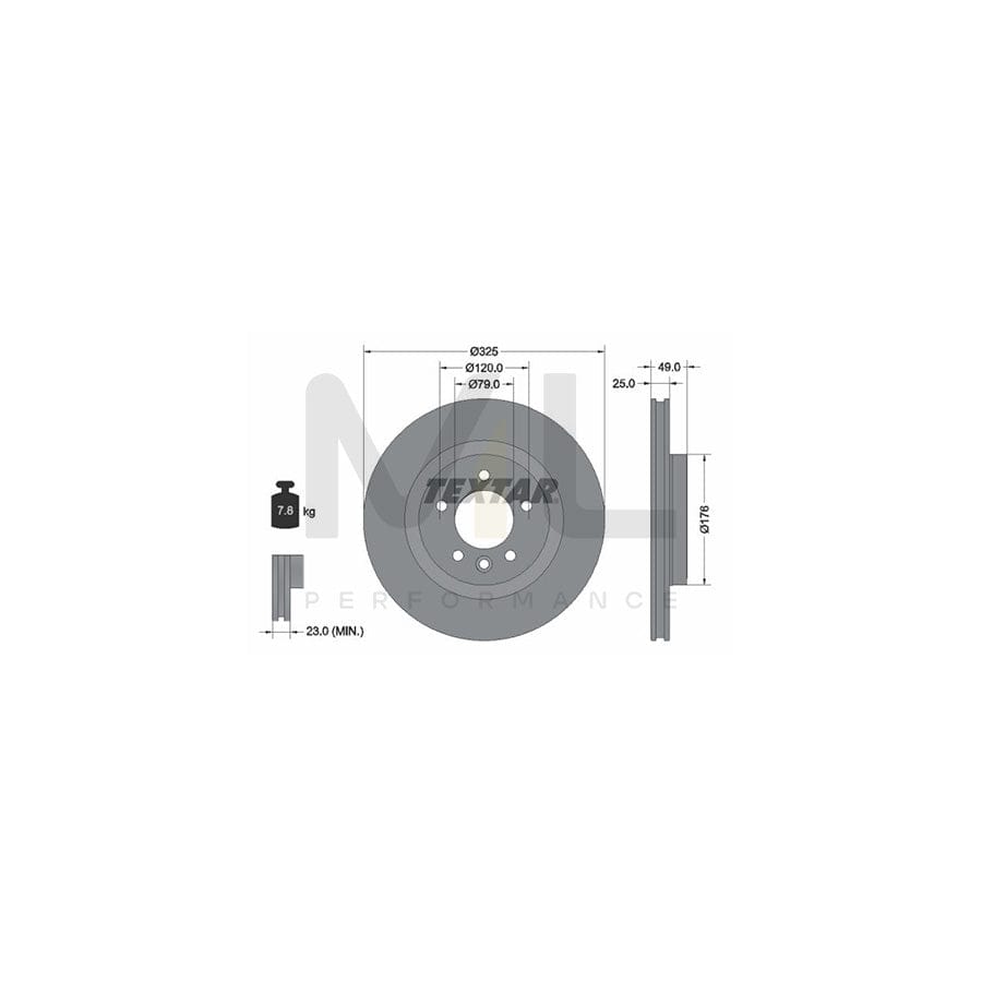 TEXTAR 92307803 Brake Disc Internally Vented, Coated, without wheel hub | ML Performance Car Parts