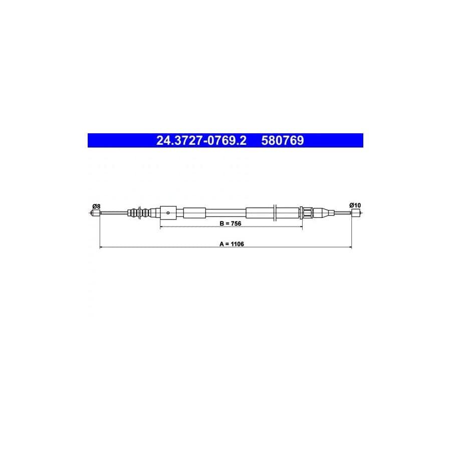 ATE 24.3727-0769.2 Hand Brake Cable