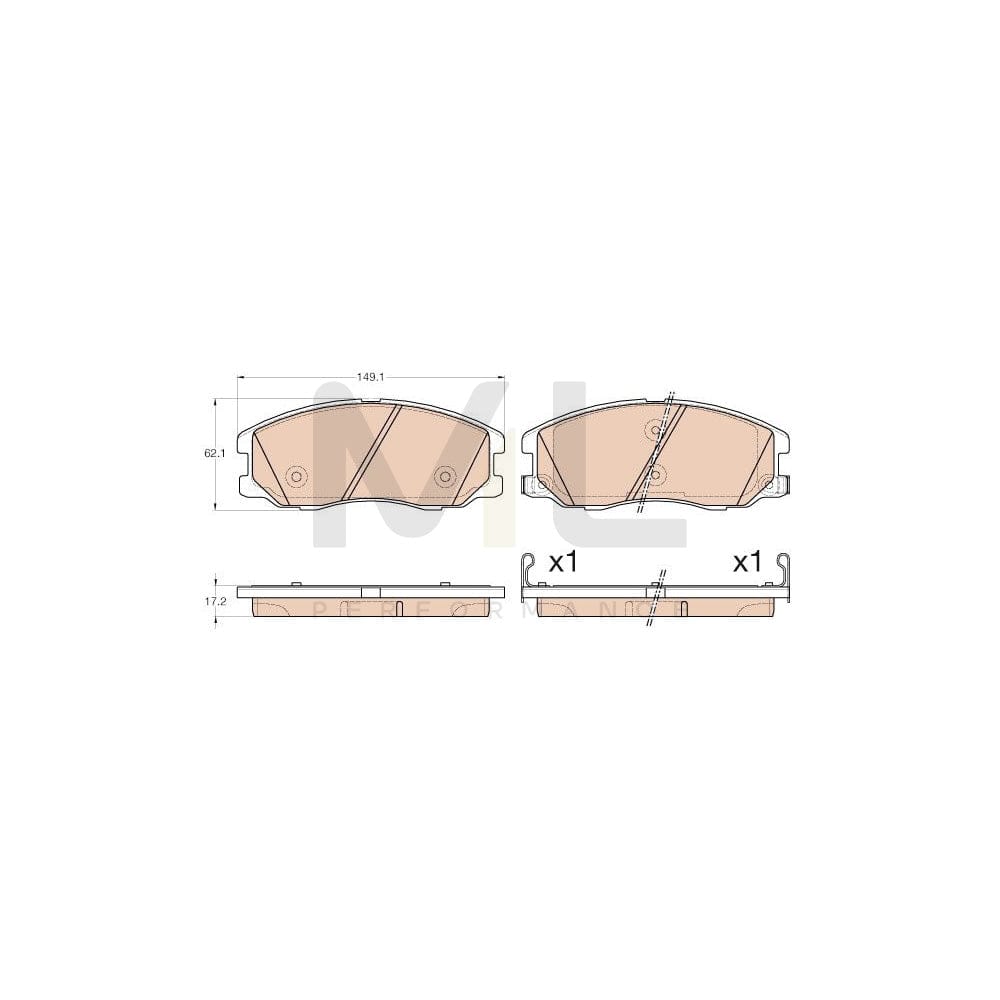 TRW Gdb1978 Brake Pad Set With Acoustic Wear Warning, With Accessories | ML Performance Car Parts