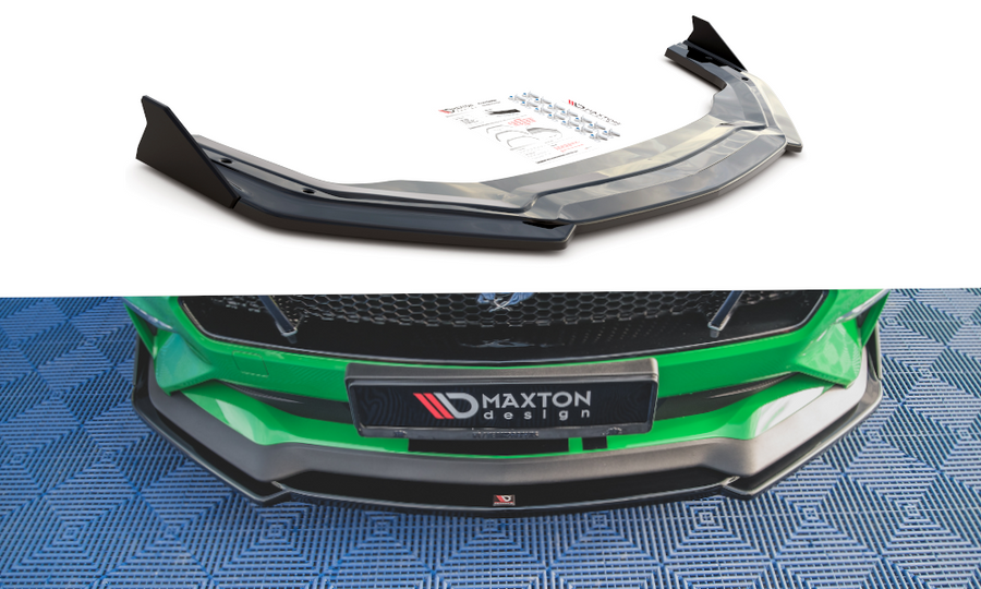 Maxton Design FO-MU-6F-GT-FD2T+FSF Front Splitter + Flaps V.2 Ford Mustang GT MK6 (Facelift) | ML Performance UK Car Parts