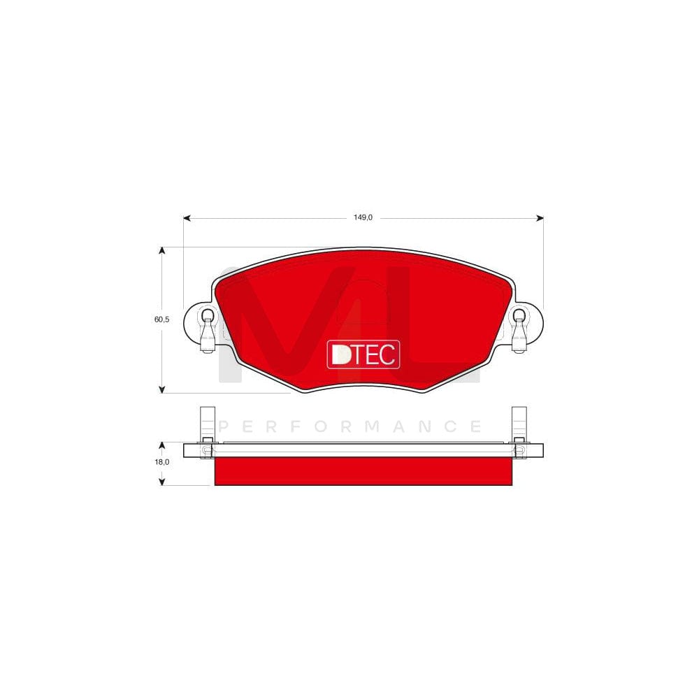 TRW Dtec Cotec Gdb1434Dte Brake Pad Set Not Prepared For Wear Indicator | ML Performance Car Parts