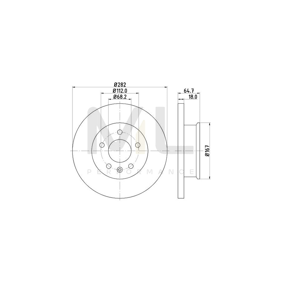 HELLA 8DD 355 102-891 Brake Disc Solid, without wheel hub, without wheel studs | ML Performance Car Parts