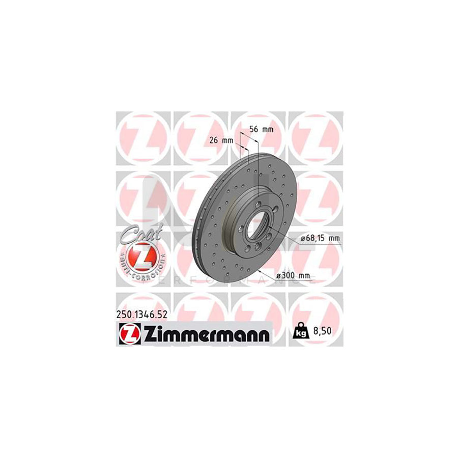 ZIMMERMANN SPORT COAT Z 250.1346.52 Brake Disc Internally Vented, Perforated, Coated | ML Performance Car Parts