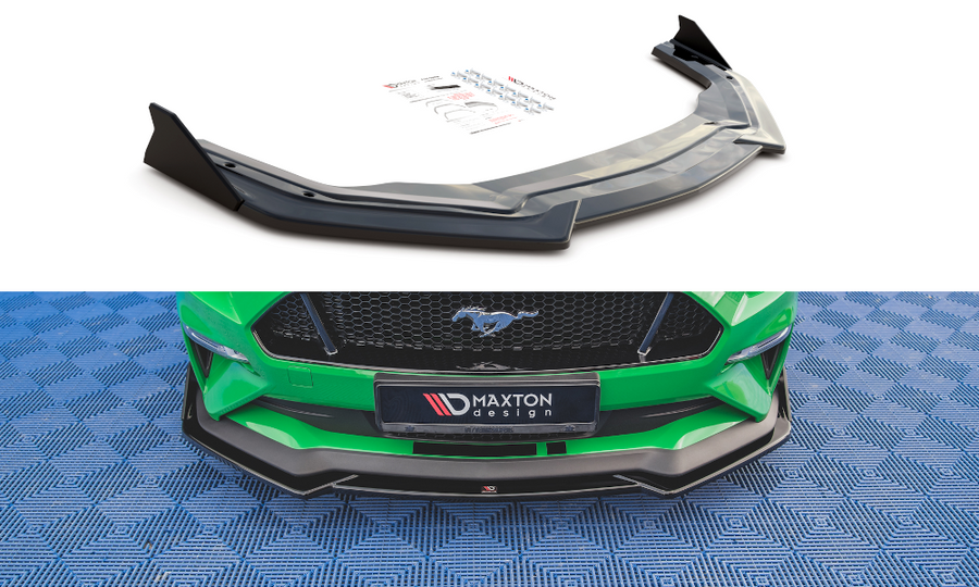 Maxton Design FO-MU-6F-GT-FD1T+FSF Front Splitter + Flaps V.1 Ford Mustang GT MK6 (Facelift) | ML Performance UK Car Parts