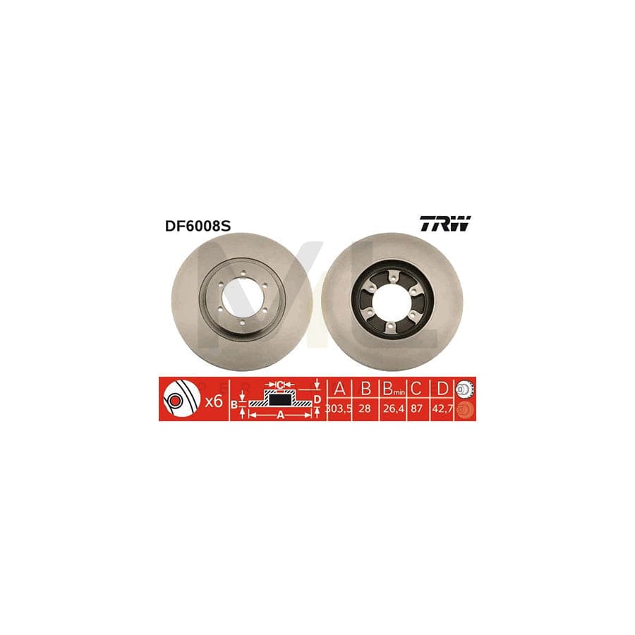 TRW DF6008S Brake Disc for HYUNDAI Terracan (HP) Vented | ML Performance Car Parts