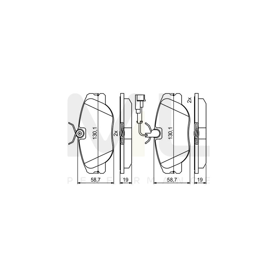 Bosch 0986494851 Brake Pad Set With Integrated Wear Sensor, With Anti-Squeak Plate BP2025 | ML Performance Car Parts