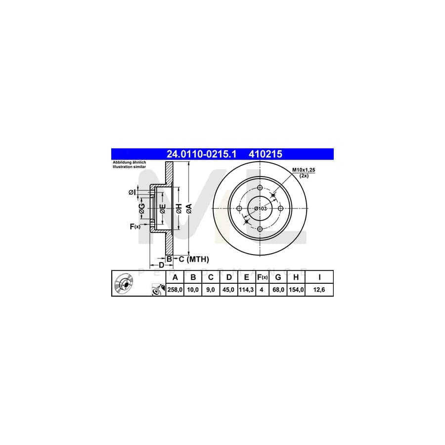 ATE 24.0110-0215.1 Brake Disc Solid, Coated | ML Performance Car Parts