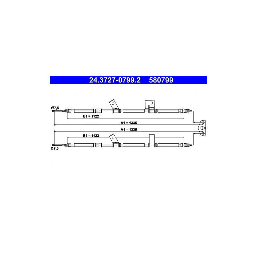 ATE 24.3727-0799.2 Hand Brake Cable