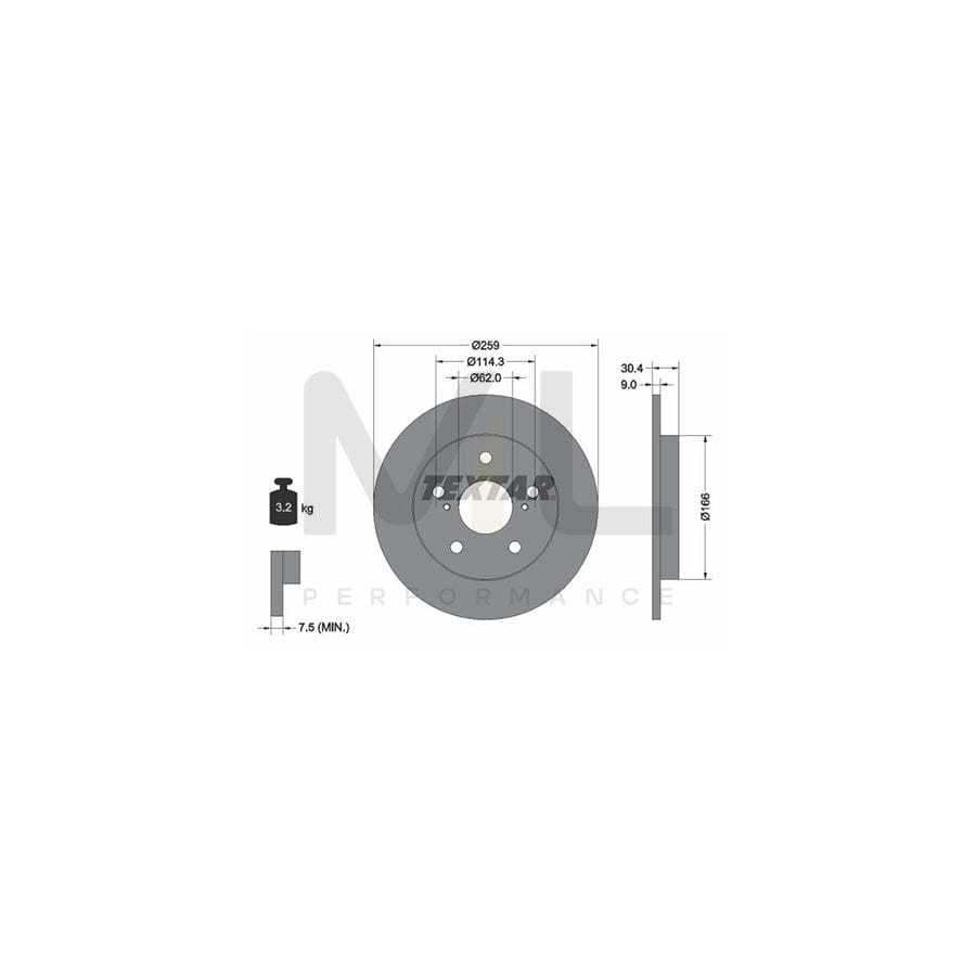 TEXTAR PRO 92164103 Brake Disc Solid, Coated, without wheel hub, without wheel studs | ML Performance Car Parts