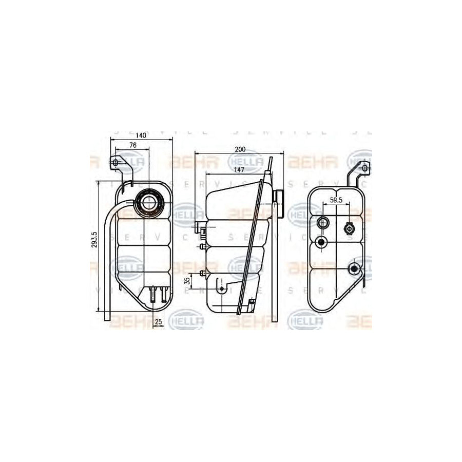 Hella 8MA 376 755-131 Coolant Expansion Tank