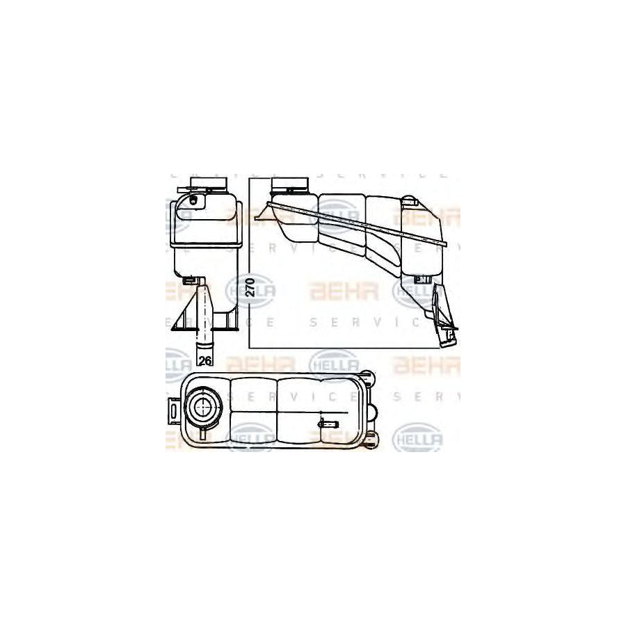 Hella 8MA 376 755-121 Coolant Expansion Tank Suitable For Mercedes-Benz E-Class