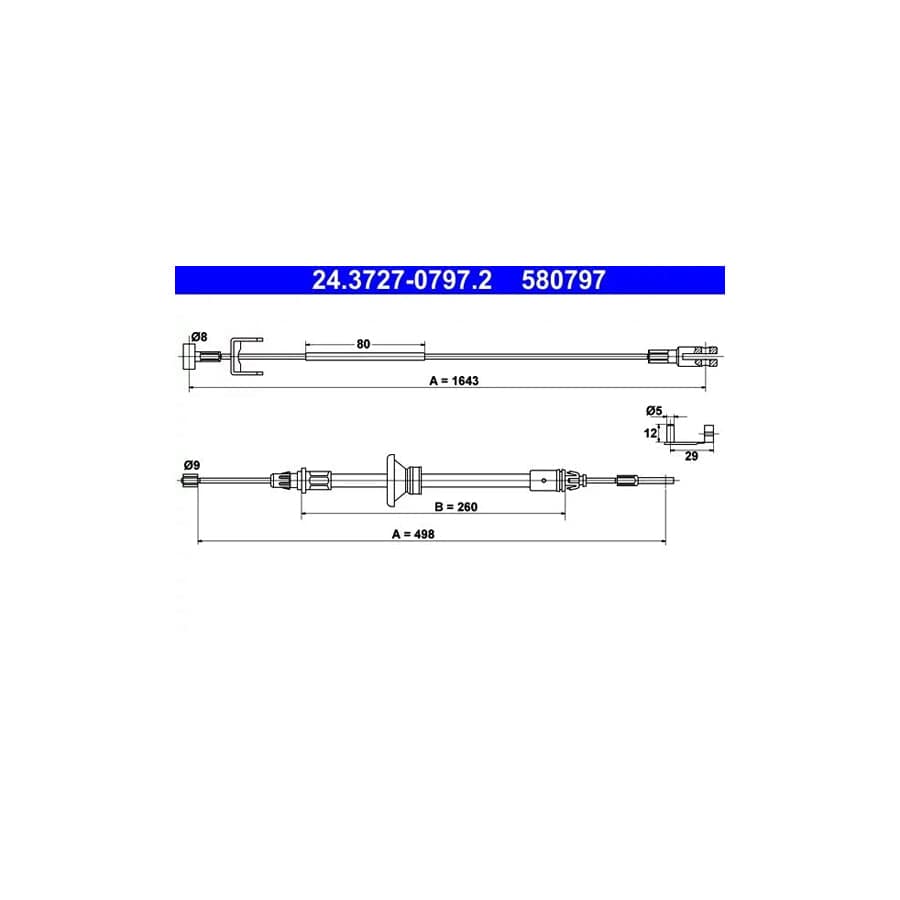 ATE 24.3727-0797.2 Hand Brake Cable