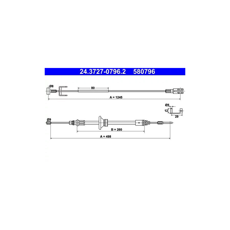 ATE 24.3727-0796.2 Hand Brake Cable