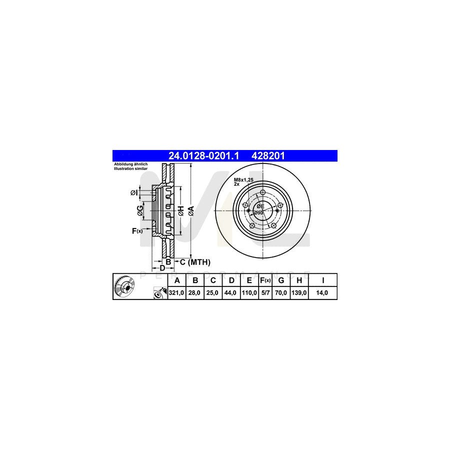 ATE 24.0128-0201.1 Brake Disc Vented, Coated, Alloyed / High-carbon | ML Performance Car Parts