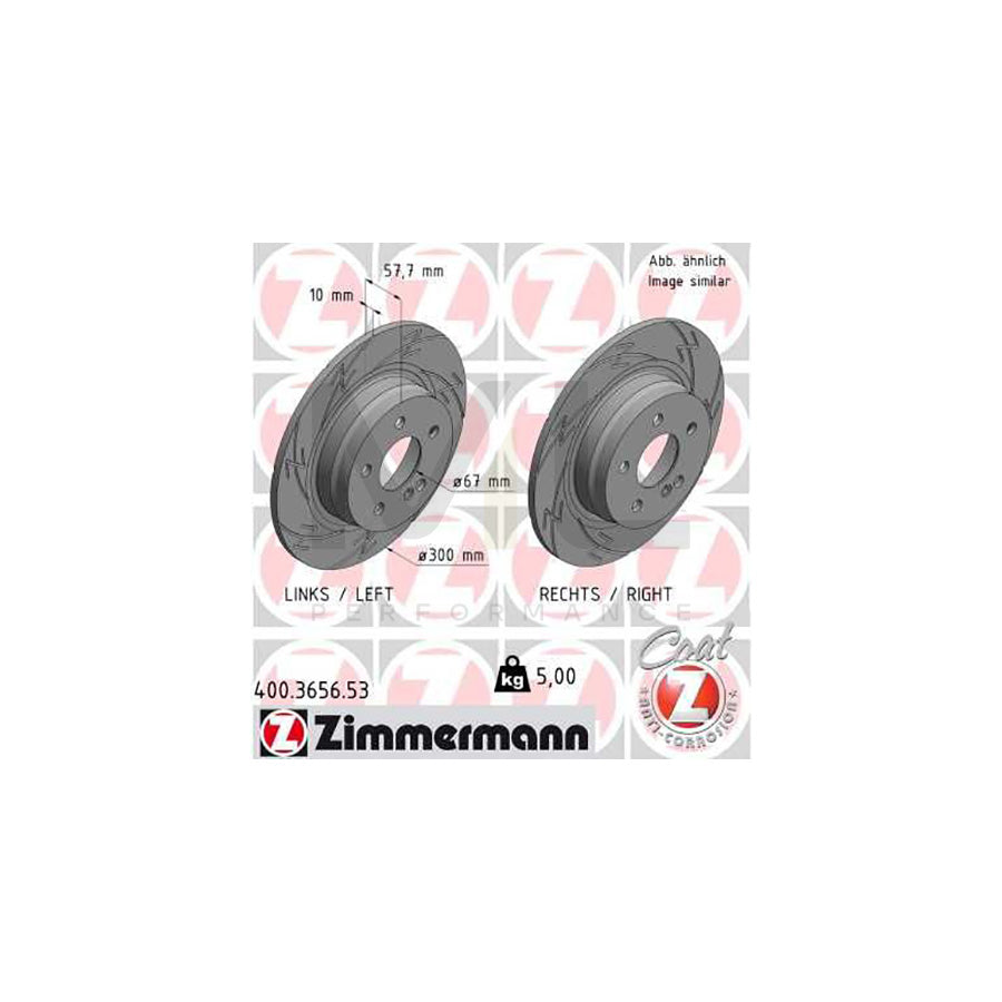 ZIMMERMANN 400.3656.53 Brake Disc Slotted, Solid, Coated | ML Performance Car Parts