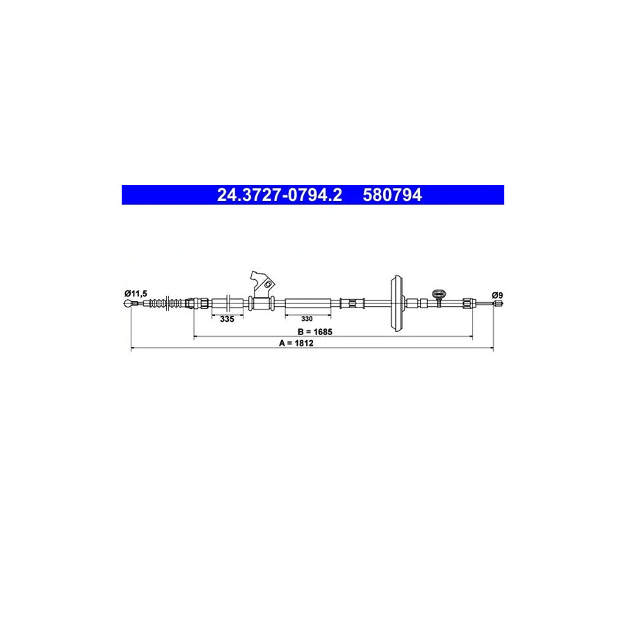 ATE 24.3727-0794.2 Hand Brake Cable