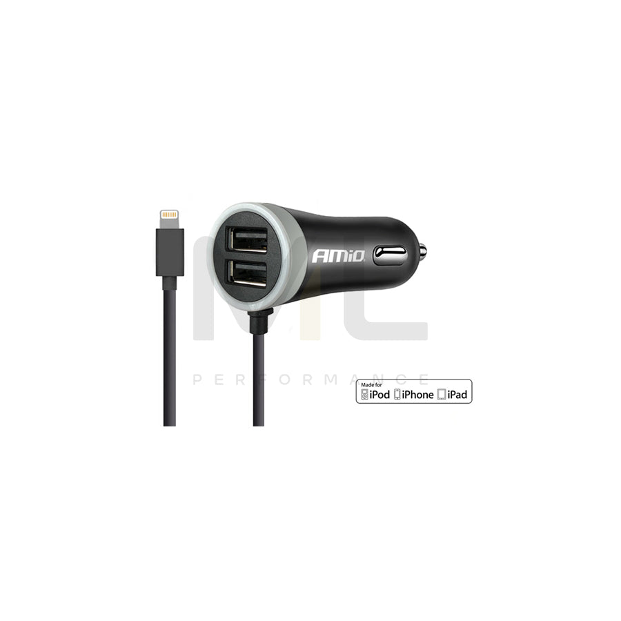 AMiO PCH PRO-02 02057 In-car charger Number of inlets/outlets: 2 USB; 1, with pipe, Black | ML Performance Car Parts