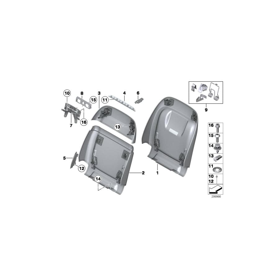 Genuine BMW 52107321155 F01 F03 F16 Rear Section, Comfort Seat, Upper ELFENBEINWEISS (Inc. ALPINA B7L, 760Li & 750i) | ML Performance UK Car Parts