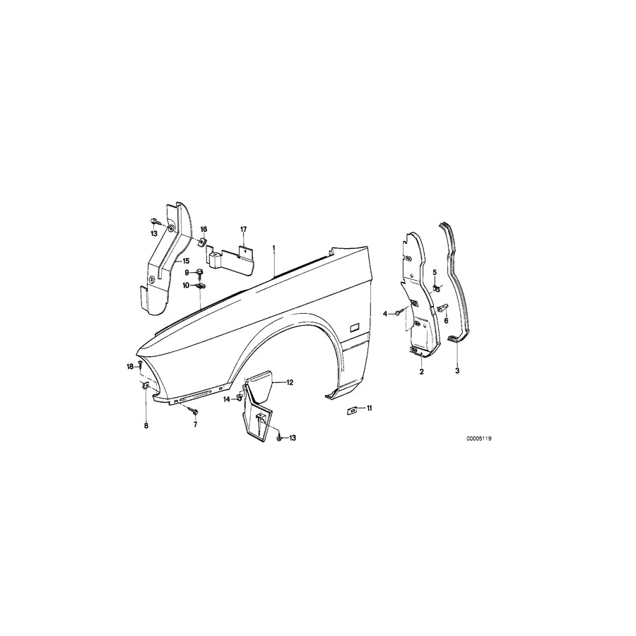 Genuine BMW 41351961671 E28 Side Panel, Front Left (Inc. 525i, 535i & 528e) | ML Performance UK Car Parts