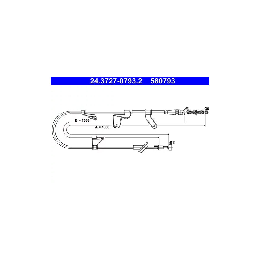 ATE 24.3727-0793.2 Hand Brake Cable