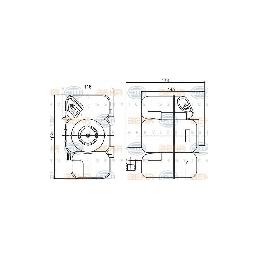 Hella 8MA 376 789-741 Coolant Expansion Tank