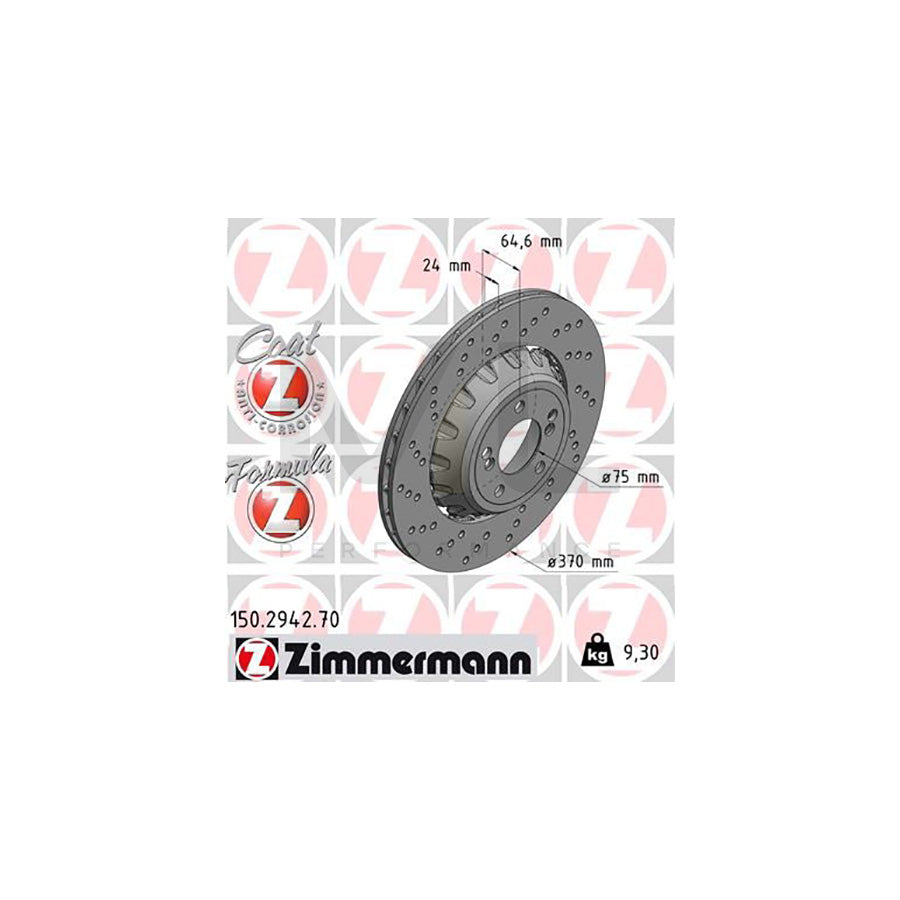 ZIMMERMANN 150.2942.70 Brake Disc Perforated, Two-piece brake disc, Vented, Coated, Alloyed / High-carbon | ML Performance Car Parts