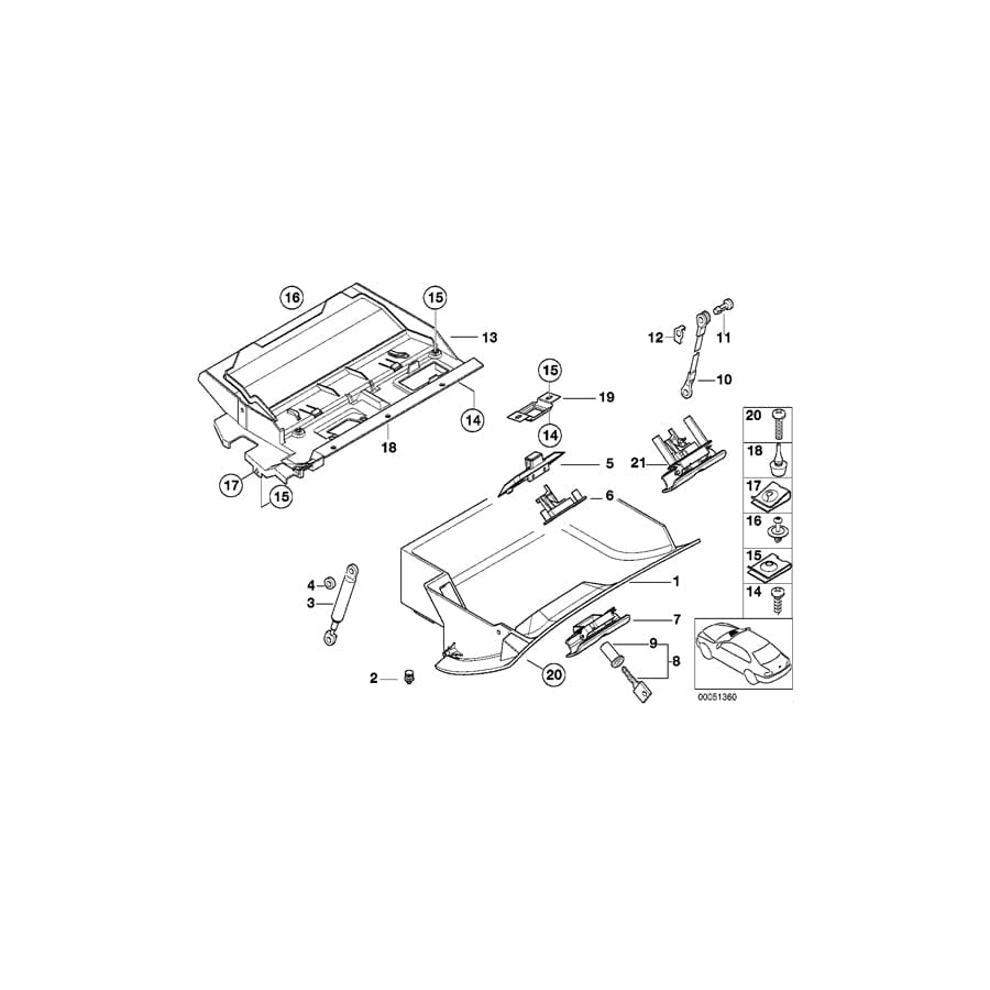 Genuine BMW 51167143321 E39 Glove Box Vinyl GRAU (Inc. 525td, 525d & 520i) | ML Performance UK Car Parts