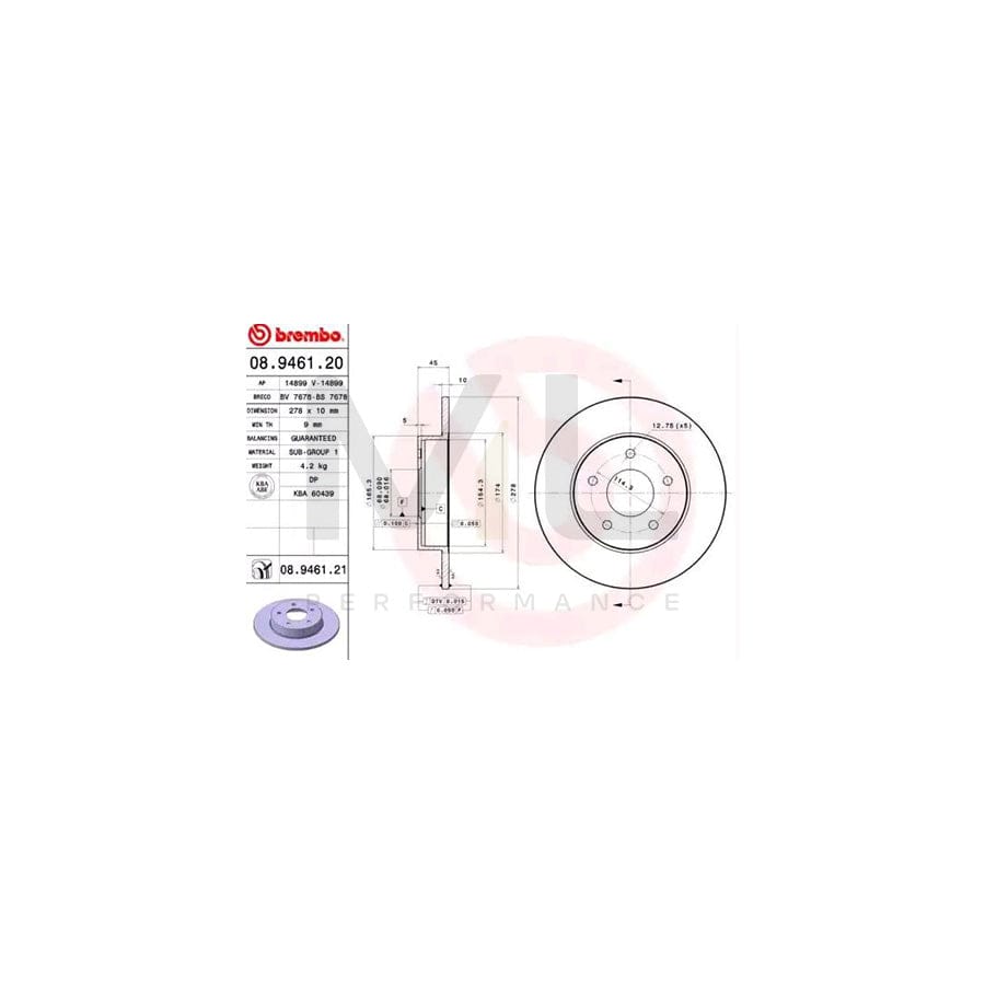 BREMBO COATED DISC LINE 08.9461.21 Brake Disc Solid, Coated | ML Performance Car Parts