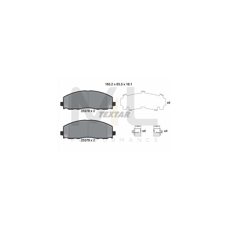 TEXTAR 2537801 Brake pad set with acoustic wear warning, with accessories | ML Performance Car Parts