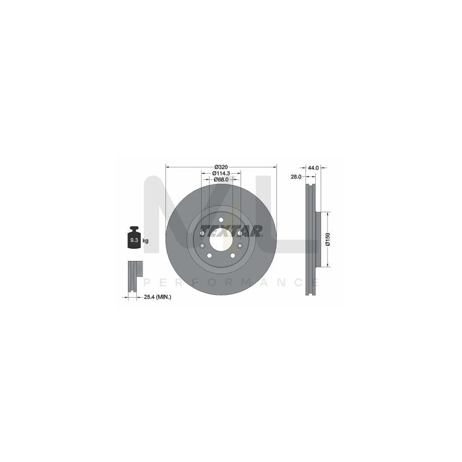 TEXTAR PRO 92195403 Brake Disc Externally Vented, Coated, without wheel hub, without wheel studs | ML Performance Car Parts