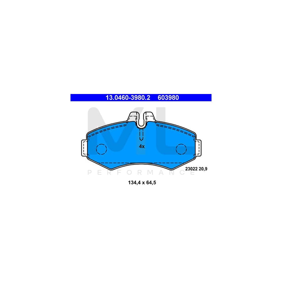 ATE 13.0460-3980.2 Brake pad set excl. wear warning contact, prepared for wear indicator | ML Performance Car Parts