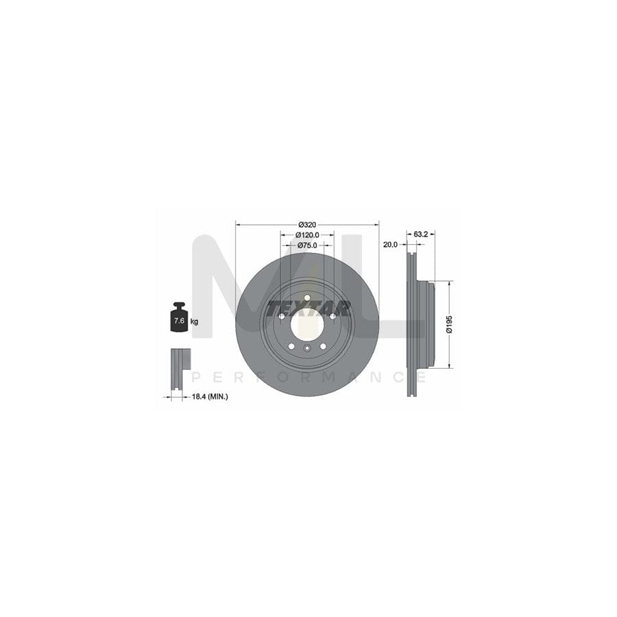 TEXTAR PRO 92122703 Brake Disc Externally Vented, Coated, without wheel hub, without wheel studs | ML Performance Car Parts