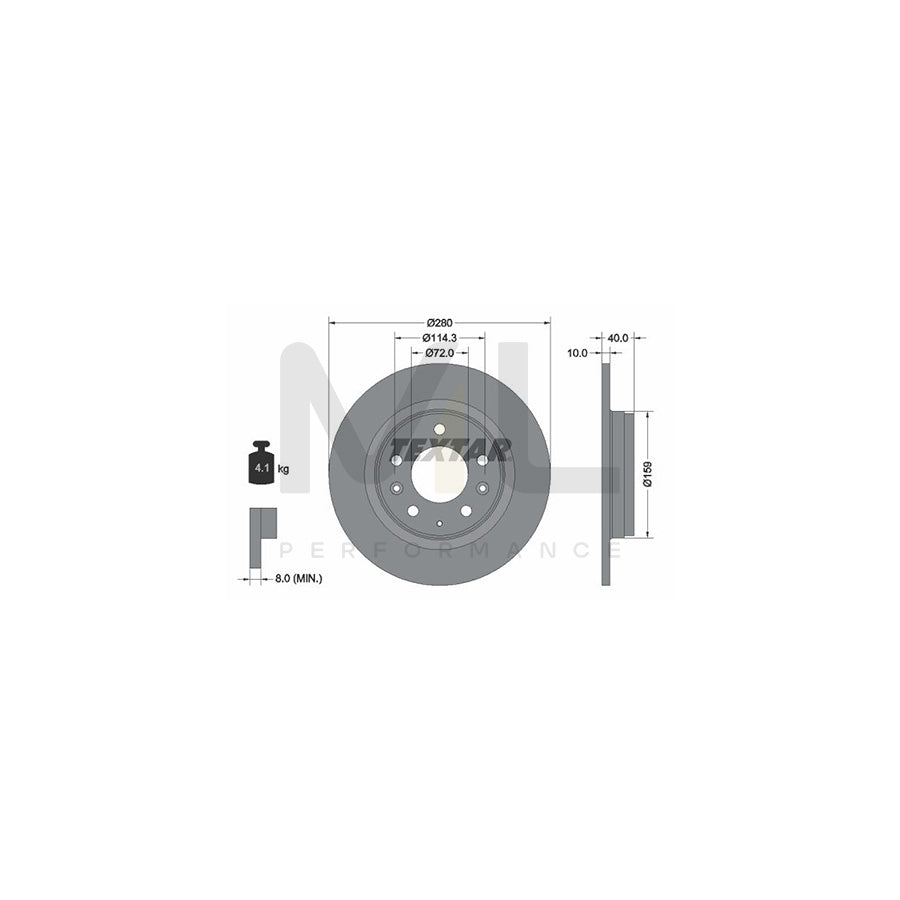 TEXTAR 92125600 Brake Disc Solid, without wheel hub, without wheel studs | ML Performance Car Parts