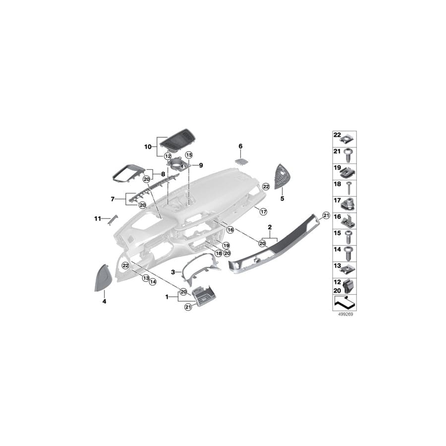 Genuine BMW 51458066669 G11 G12 Cov.Pan.Inst.Pan.Fineline/Metal Fr.Pass. SCHWARZ (Inc. 725d, 740iX & 730i) | ML Performance UK Car Parts