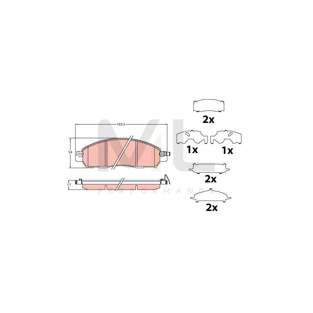 TRW Gdb2182 Brake Pad Set With Acoustic Wear Warning, With Accessories | ML Performance Car Parts