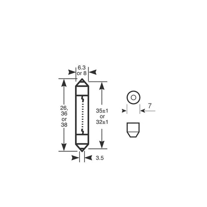 RING R261 12V 5W  S7d 8 x 26mm Festoon (10 units ) | ML Performance