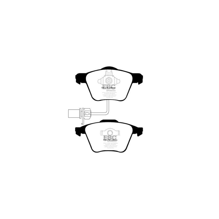 EBC PD11KF484 Audi D3 A8 Greenstuff Front Brake Pad & GD Disc Kit - TRW Caliper 2 | ML Performance UK Car Parts